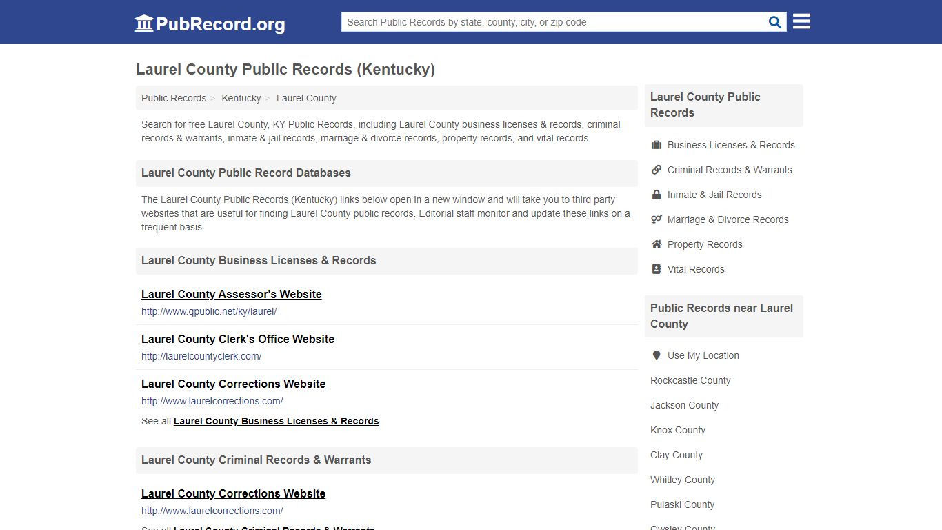 Free Laurel County Public Records (Kentucky Public Records) - PubRecord.org